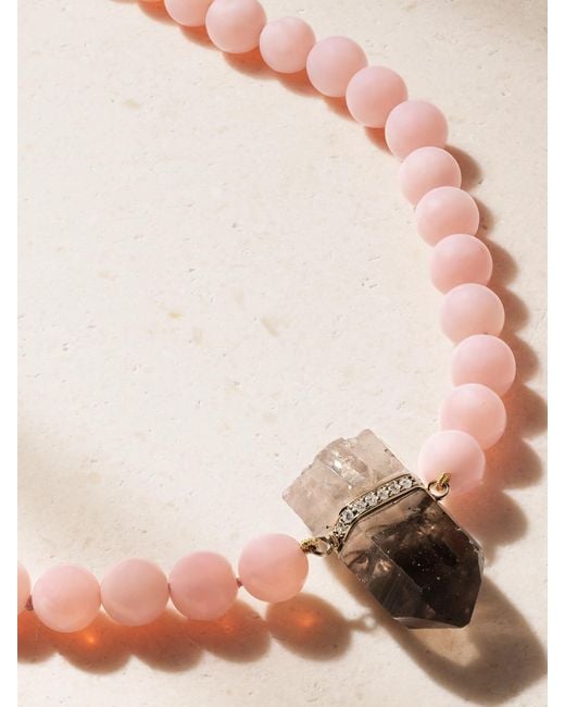 JIA JIA Natural 14-Karat Diamond, Opal And Smoky Quartz Beaded Necklace