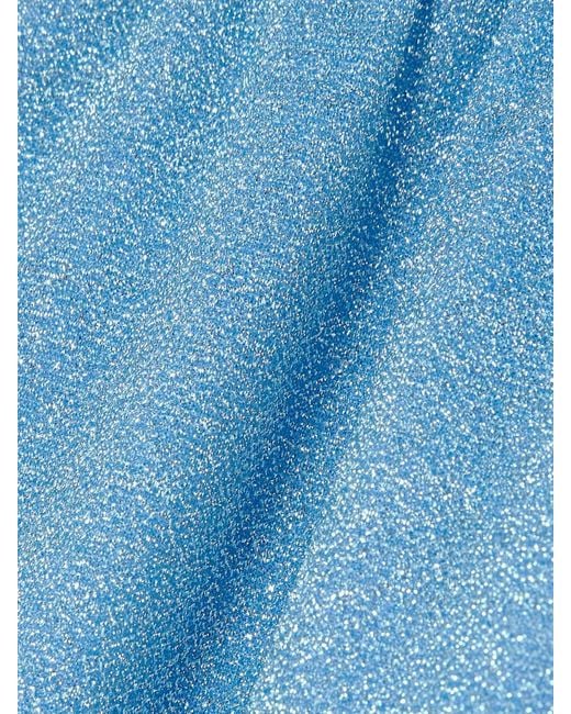 Oseree Blue Lumière Shorts Aus Metallic-Stretch-Strick
