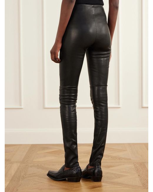 Ann Demeulemeester Black Florence Leather Skinny-Leg Pants