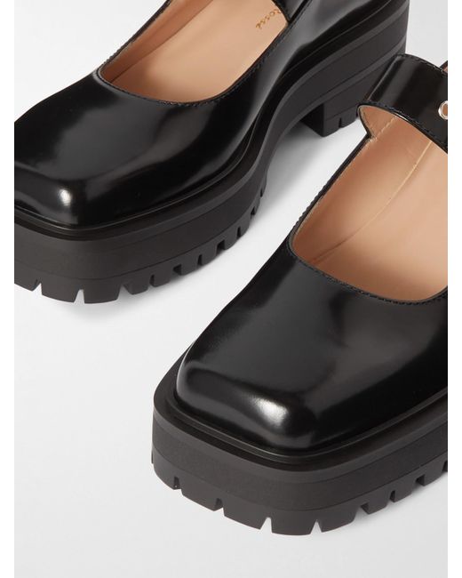 Gianvito Rossi Leather Mary Jane Ballet Flats in Black | Lyst