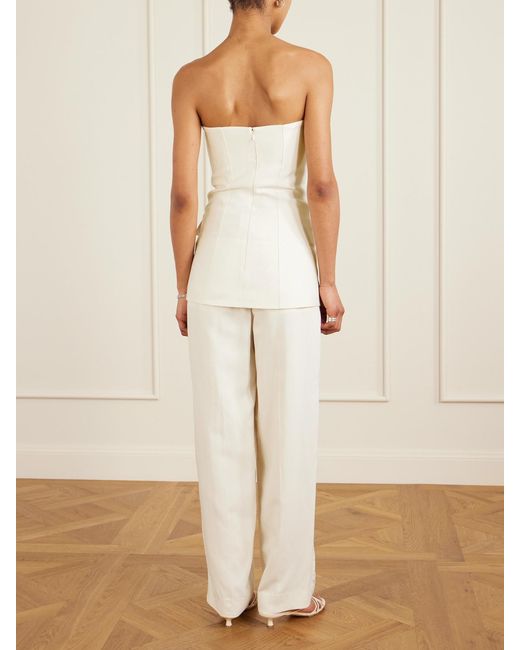 Totême  White Strapless Darted Wool And Silk-Blend Crepe Bustier Top