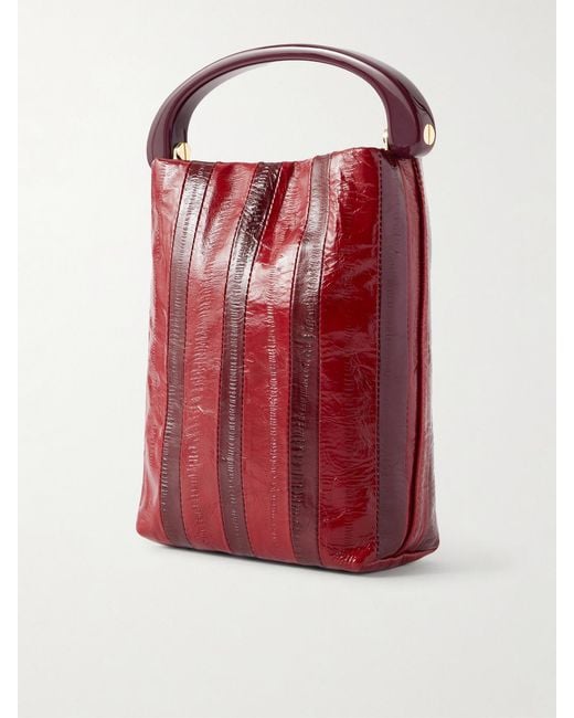Dries Van Noten Red Eel-Effect Leather Shoulder Bag