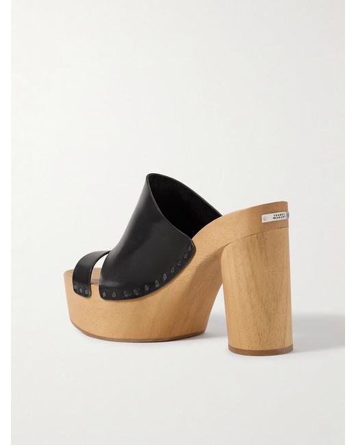 Isabel Marant Natural Hyun Leather Platform Mules