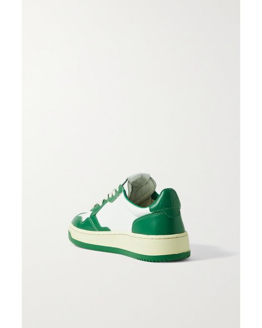 Autry Green Medalist Low Two-Tone Leather Sneakers