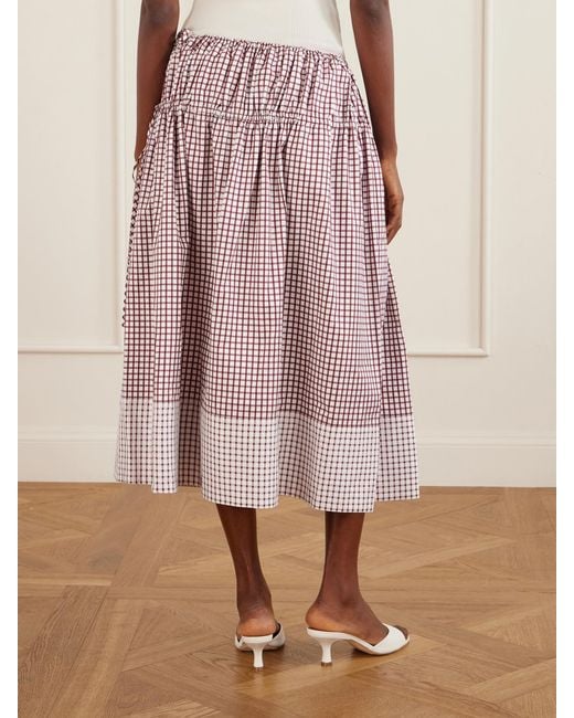 LIBEROWE Eve Tiered Checked Cotton Midi Skirt