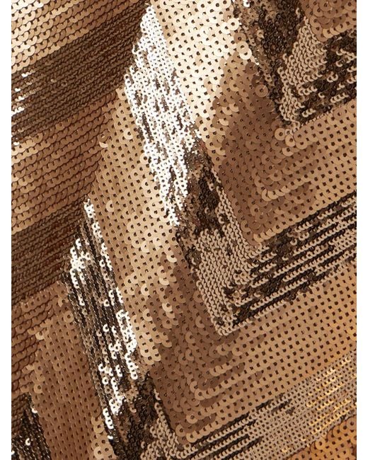 ‎Dima Ayad Natural One-Shoulder Sequined Crepe De Chine Gown