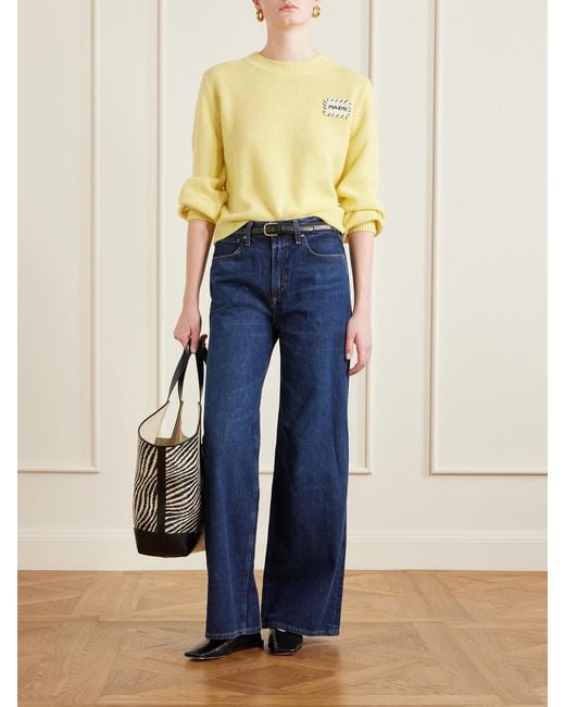 Marni Yellow Appliquéd Cashmere Sweater