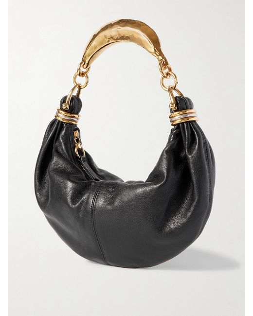 Chloé Black Bracelet Schultertasche Aus Strukturiertem Leder Mit Verzierungen