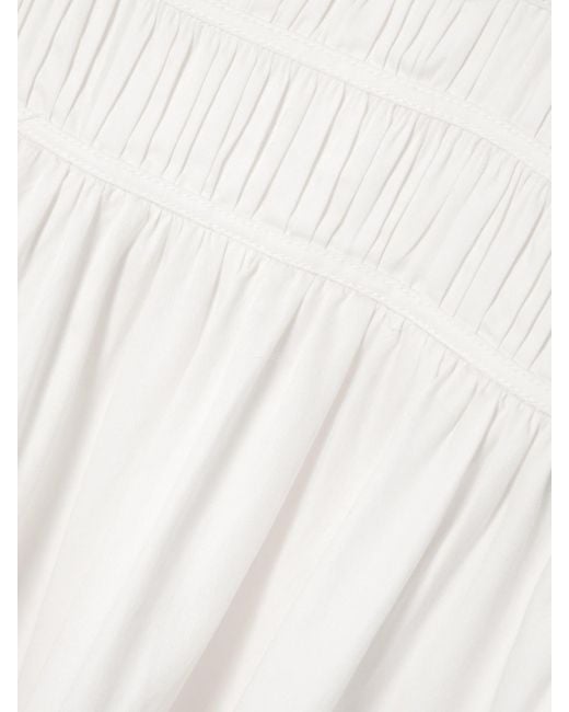 Aje. Women's White Fallingwater Tiered Gathered Cotton-poplin Midi Dress Aje. Women's White Fallingwater Tiered Gathered Cotton-poplin Midi Dress