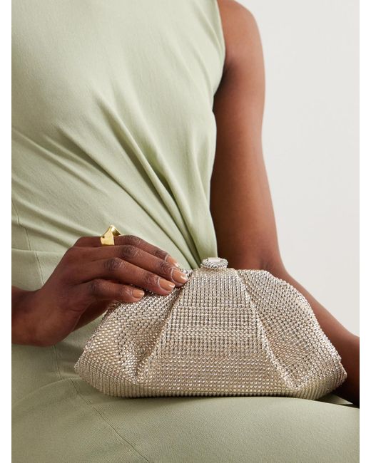 Judith Leiber Natural Gemma Crystal-Embellished Satin Clutch