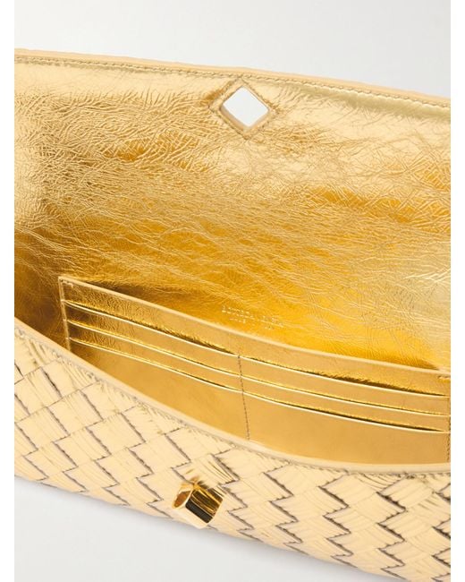 Bottega Veneta Long Andiamo Intrecciato Metallic Leather Clutch