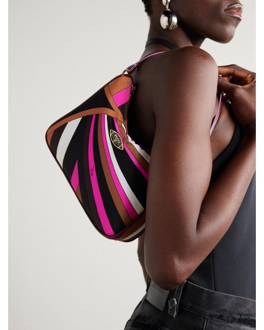 Sac Porté Épaule En Tissu Technique Imprimé Rembourré À Finitions En Cuir Emilio Pucci en coloris Pink