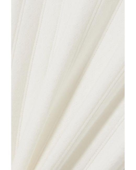 Leset White Pointelle-Knit Cotton-Jersey Top