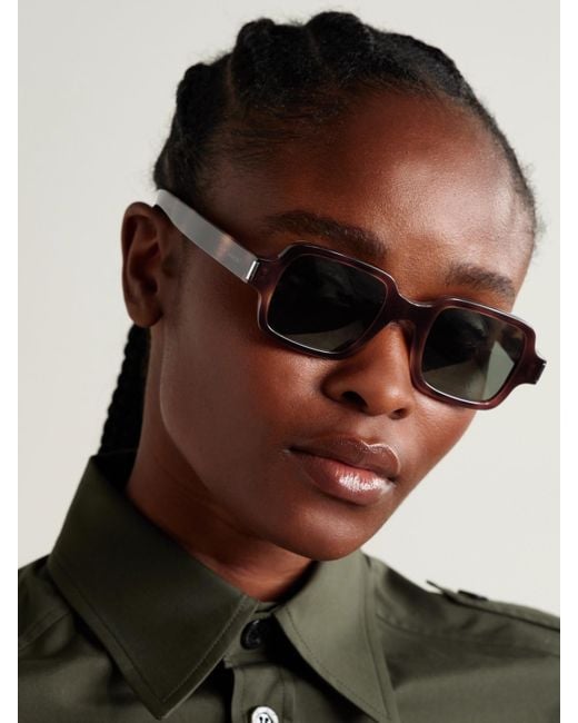 Saint Laurent Brown Square-Frame Tortoiseshell Acetate Sunglasses
