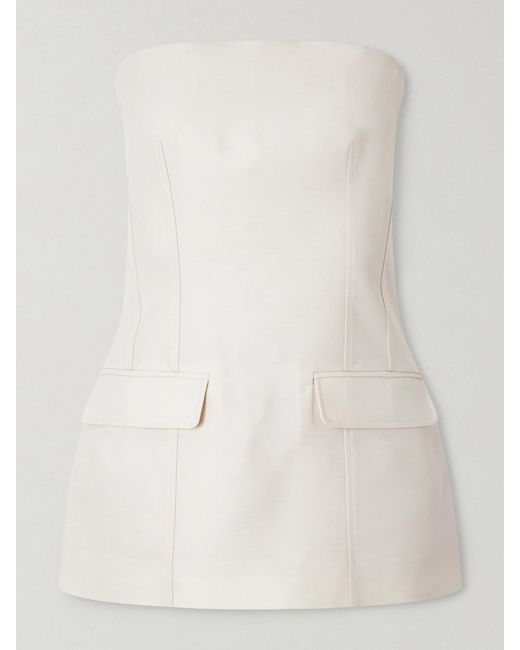 Totême Natural Strapless Darted Wool And Silk-Blend Crepe Bustier Top