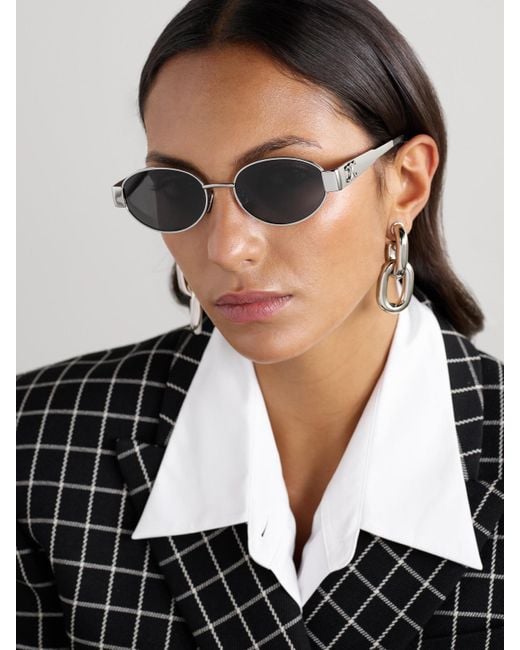 Lunettes De Soleil Ovales En Métal Et En Acétate Céline en coloris Metallic