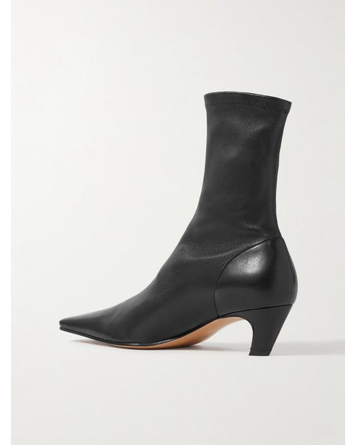 Khaite Black Arizona Leather Ankle Boots
