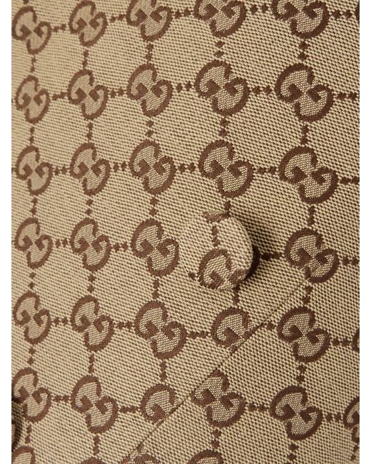 Gucci Natural Double-Breasted Cotton-Blend Canvas-Jacquard Blazer