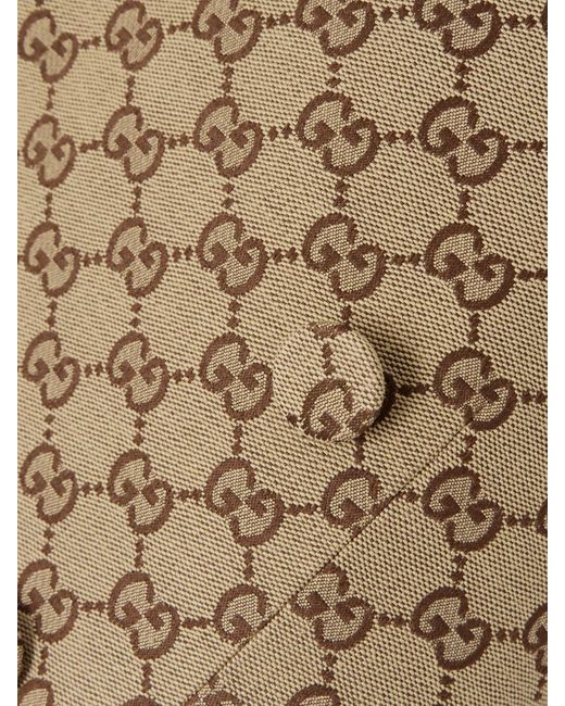 Gucci Natural Doppelreihiger Blazer Aus Canvas Aus Einer Baumwollmischung Mit Jacquard-Muster