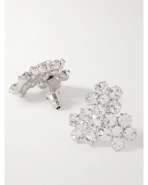 Jennifer Behr White Plated Swarovski Crystal Earrings