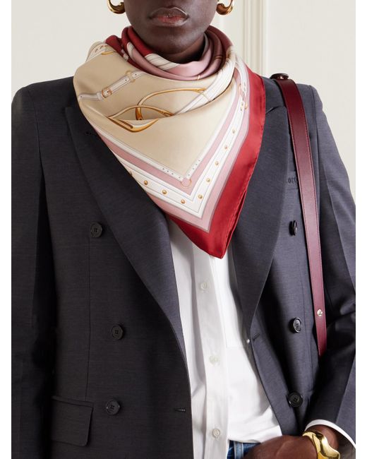 Gucci Pink Printed Silk-Twill Scarf