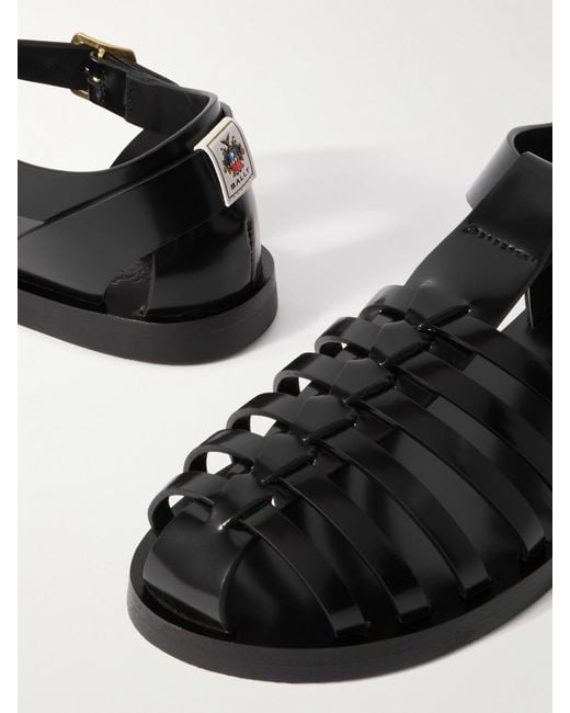 Bally Black Steva Fisherman Glossed-Leather Sandals