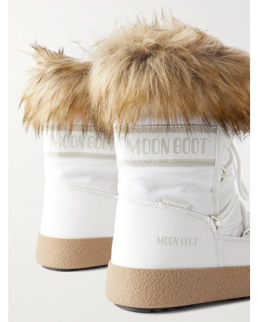 Moon Boot White Ltrack Monaco Faux Fur-Trimmed Shell And Faux Leather Snow Boots