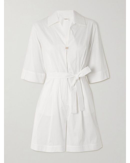 Max Mara White Canard Cotton-Blend Playsuit