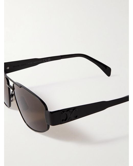 Céline Black Triomphe Aviator-Style Metal And Acetate Sunglasses