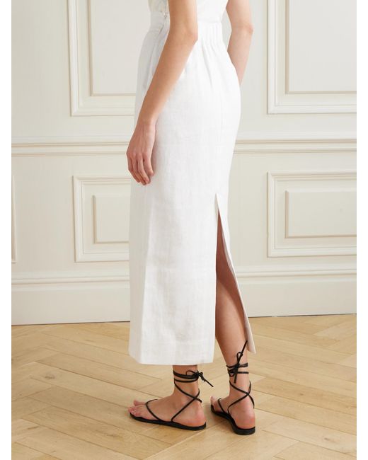 Posse White Emma Linen Midi Skirt