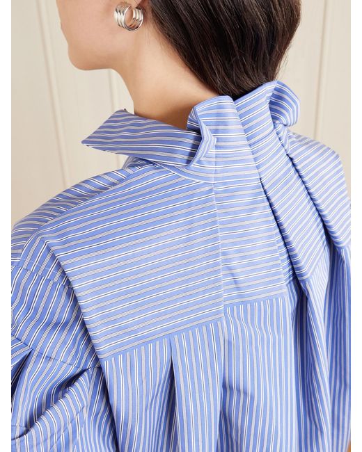 Sacai Blue Striped Cotton-Blend Poplin Shirt