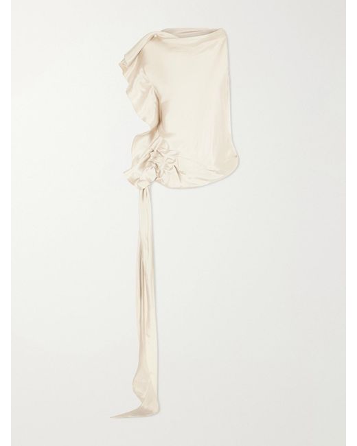 Kallmeyer Natural Elif Asymmetric Ruched Woven Blouse