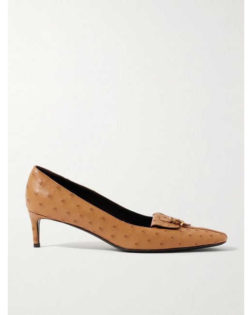 Khaite Natural Celia Pocket Buckled Ostrich Pumps