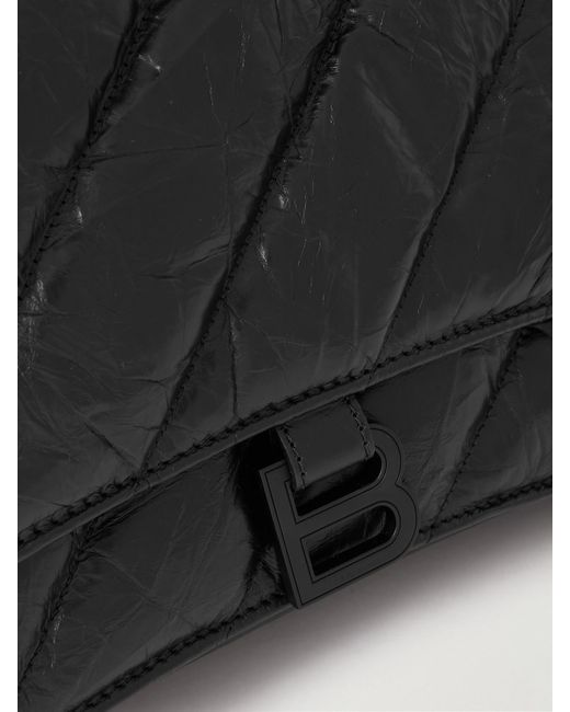 Balenciaga Black Crush Mittelgroße Schultertasche Aus Gestepptem Leder