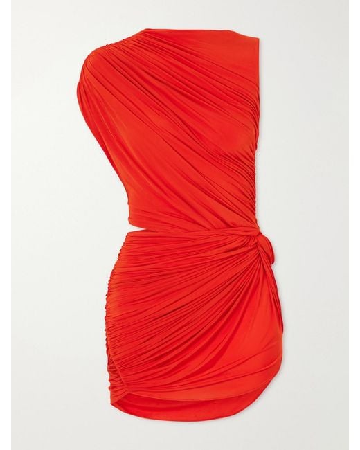 Alex Perry Asymmetric Gathered Cut-Out Jersey Mini Dress