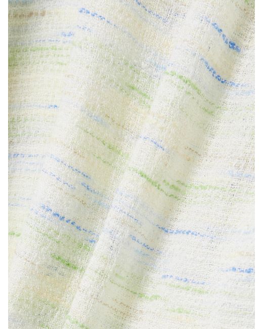 Lisa Marie Fernandez White Hooded Striped Linen-Blend Gauze Poncho