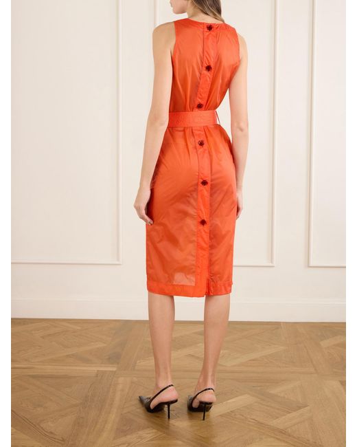 Saint Laurent Orange Buttoned Front Midi Dress