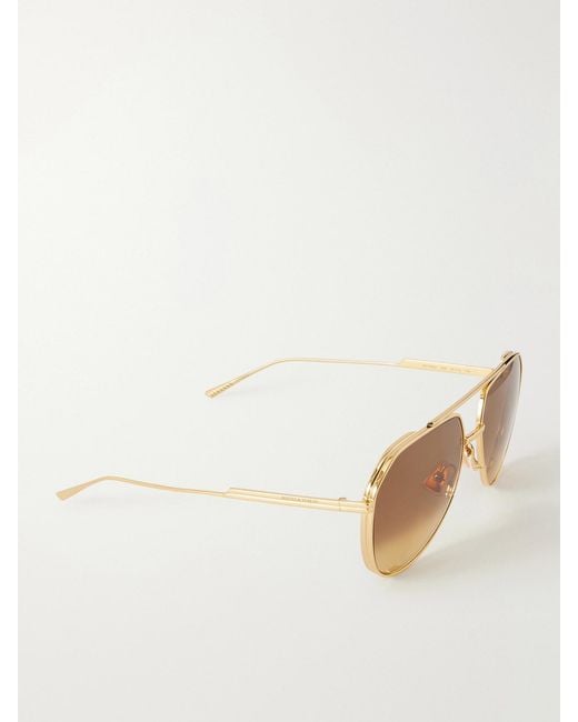 Bottega Veneta Metallic Aviator-Style Metal Sunglasses