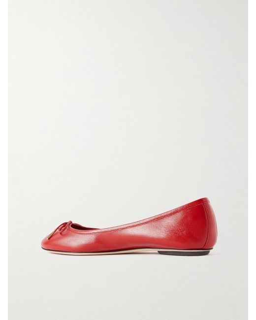 Chloé Red Iris Embellished Leather Ballet Flats