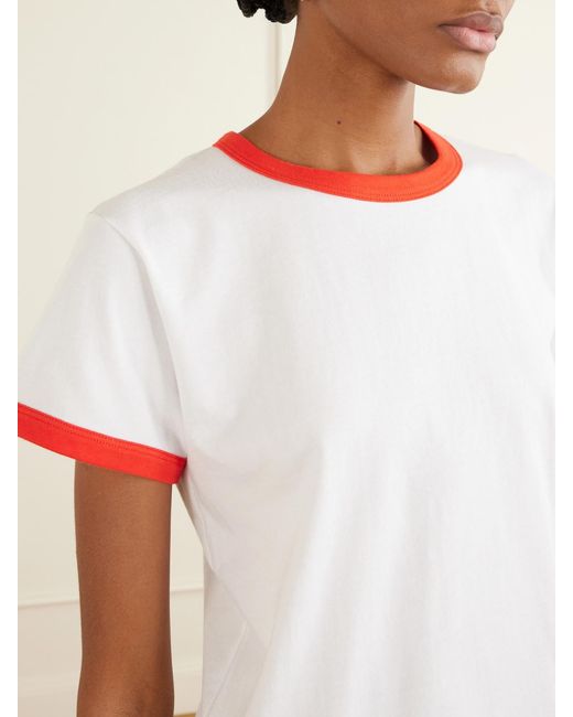 Leset White Margo Cotton-Jersey T-Shirt