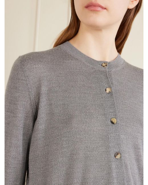 Khaite Gray Tansy Wool And Cashmere-Blend Cardigan