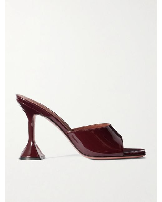 AMINA MUADDI Brown Lupita Patent-Leather Mules