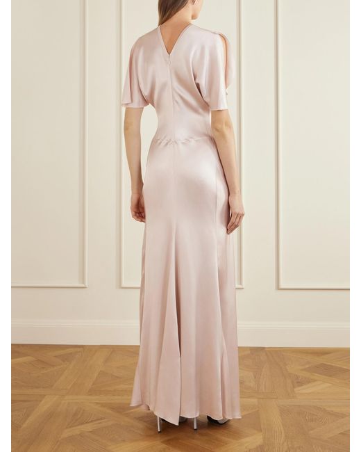 Victoria Beckham Pink Isabella Ruched Satin Maxi Dress