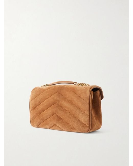 Saint Laurent Brown Lou Lou Small Suede Leather Shoulder Bag