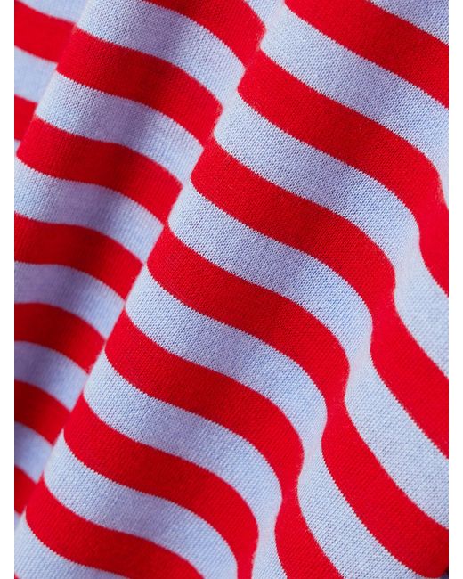 La Ligne Red Ben Striped Silk, Wool And Cashmere-Blend Polo Sweater