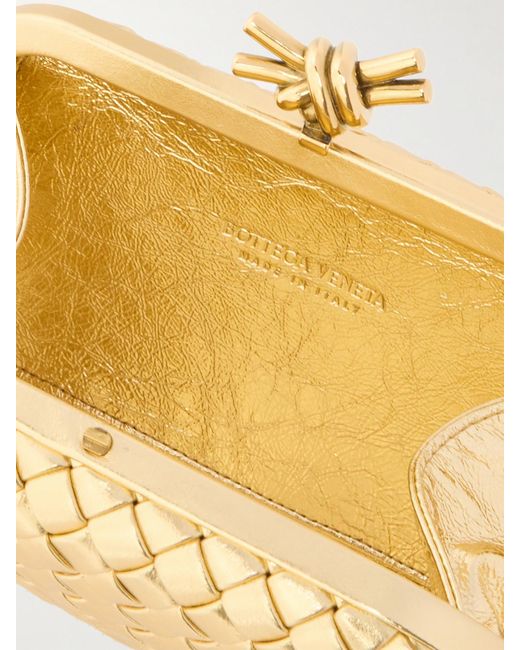 Bottega Veneta Knot Padded Intrecciato Metallic Leather Clutch