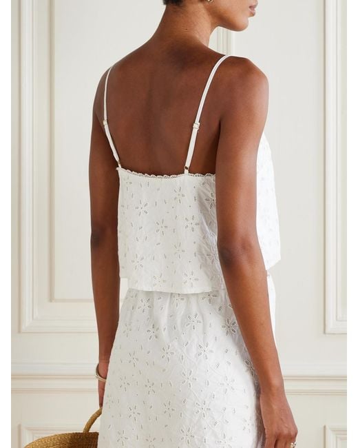 Posse White Salma Cropped Broderie Anglaise Cotton Top