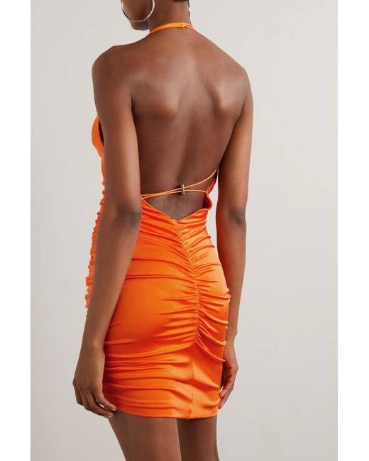 Et Ochs Orange + Net Sustain Arya One-shoulder Ruched Satin-jersey Mini Dress