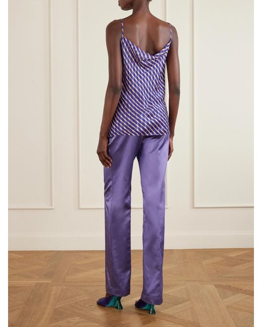 Dries Van Noten Purple Draped Striped Devoré-Satin Camisole