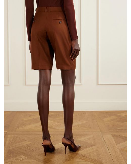 Saint Laurent Brown Pleated Cashmere Shorts